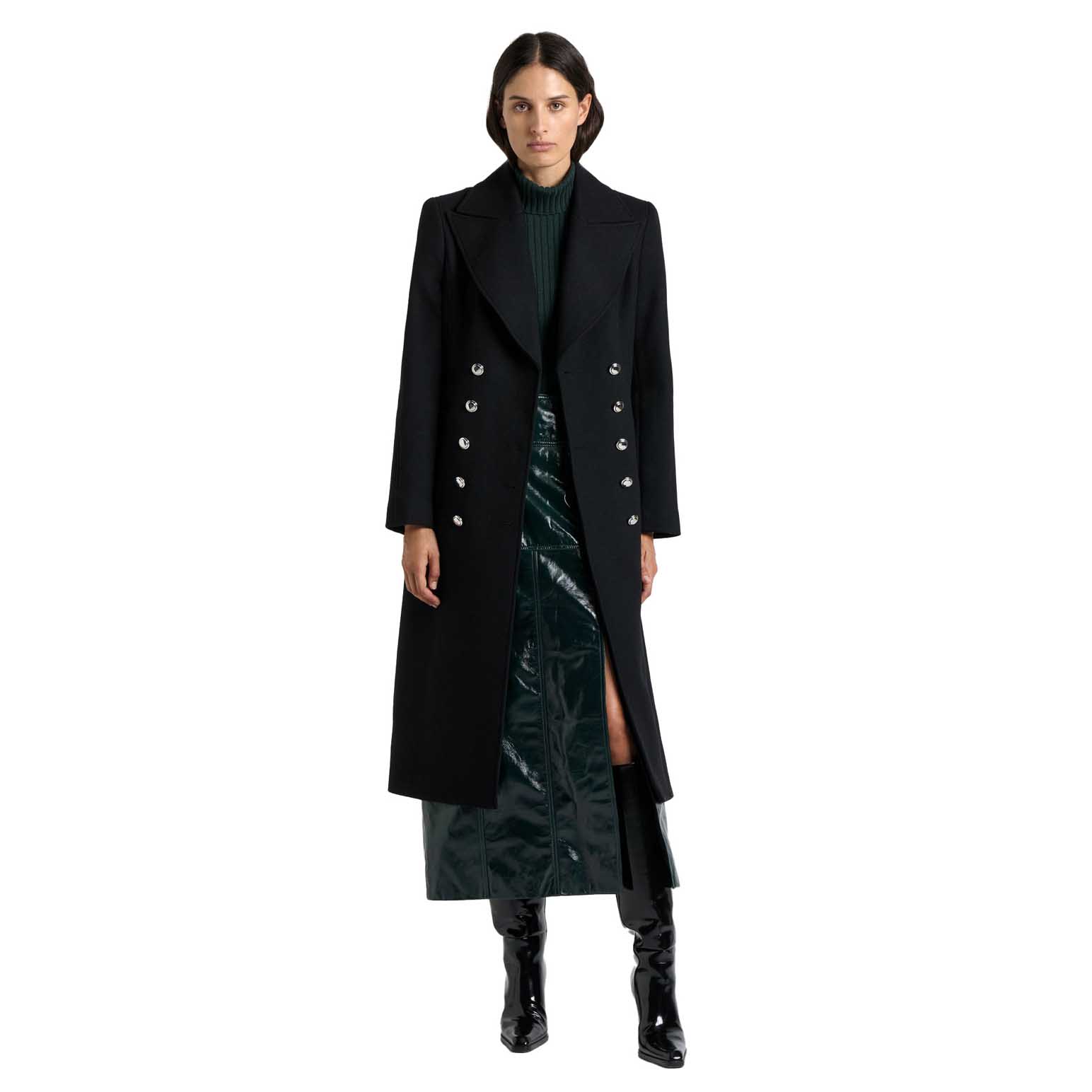 Cue Italian Wool Military Hourglass Coat